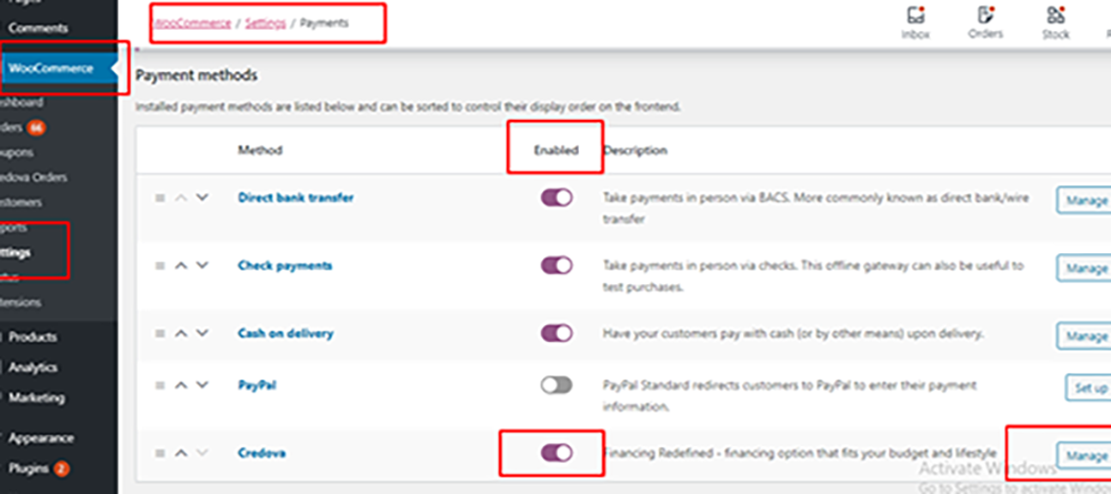 WooCommerce enable plugin